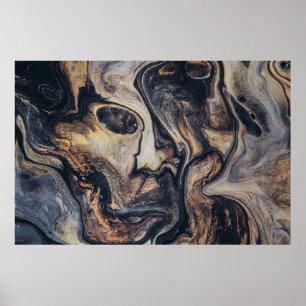 Black, brown, and grey abstract painting poster