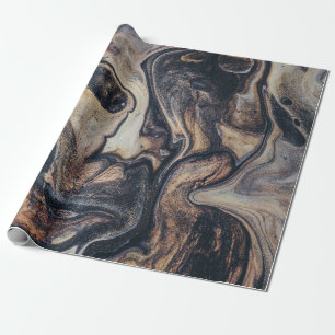 Black, brown, and grey abstract painting wrapping paper