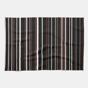 Black, Brown, and White Barcode Stripe Tea Towel