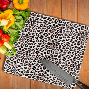 Black Brown and White Leopard Print  Cutting Board