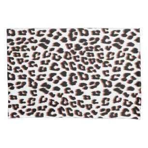 Black Brown and White Leopard Print  Pillowcase