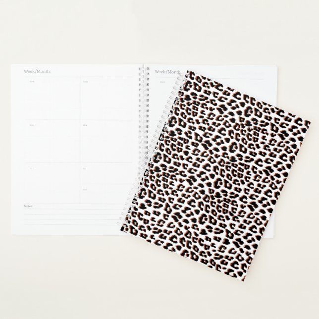 Black Brown and White Leopard Print  Planner (Display)