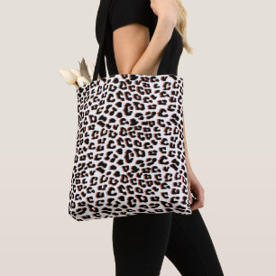 Black Brown and White Leopard Print  Tote Bag
