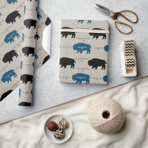 Black Brown Blue Rustic Buffalo Custom Colours Wrapping Paper