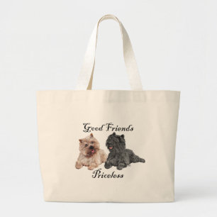 Black & Brown Cairn Terriers Large Tote Bag
