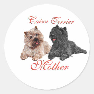 Black & Brown Cairn Terriers Mothers Day Classic Round Sticker