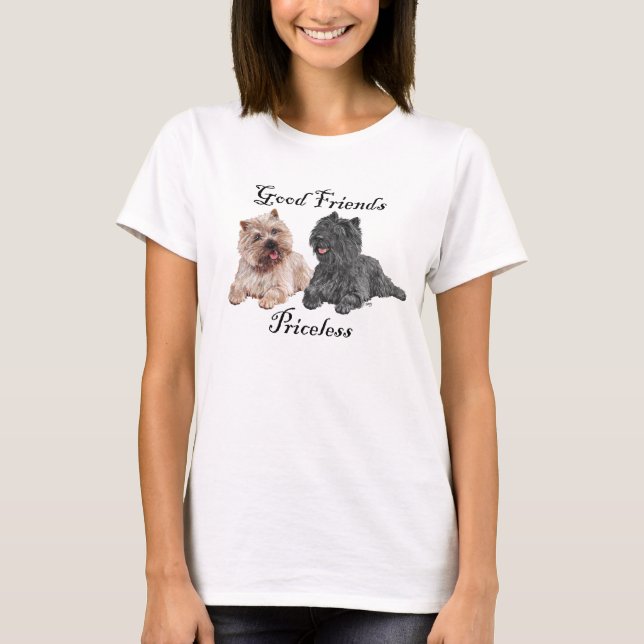 Black & Brown Cairn Terriers T-Shirt (Front)