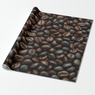 Black Brown Coffee beans Wrapping Paper