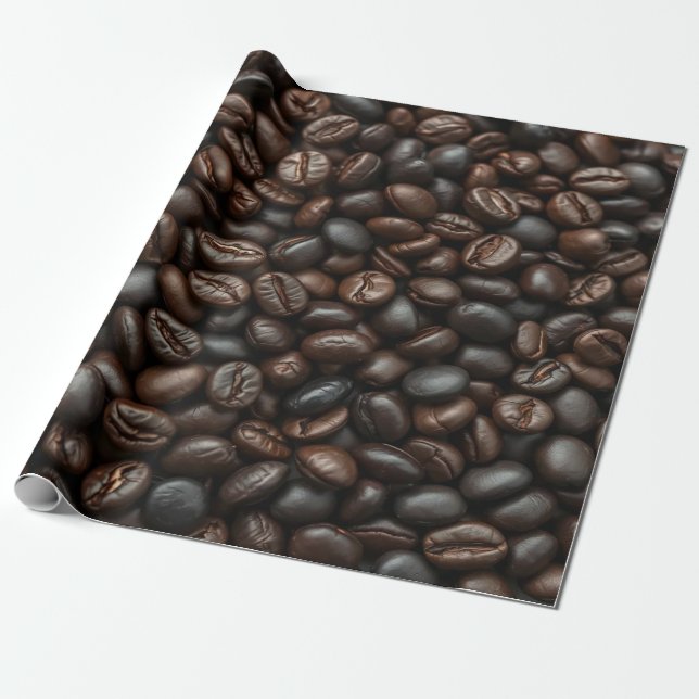 Black Brown Coffee beans  Wrapping Paper (Unrolled)