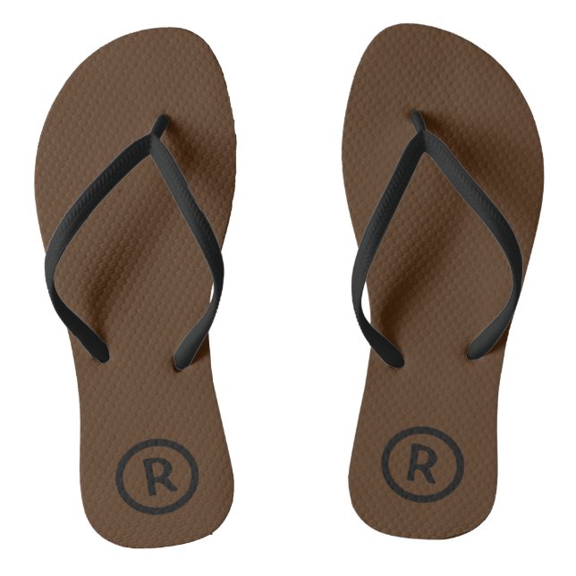 Black Brown Colour Initials costum Flip Flops (Footbed)