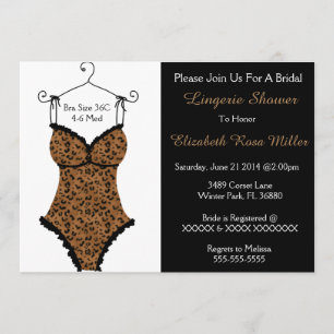 Black & Brown Corset Lingerie Bridal Shower Invite