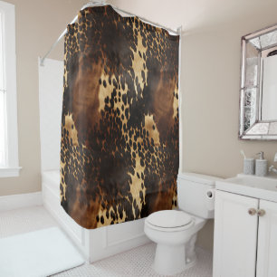 Black Brown Cream Cowhide Shower Curtain