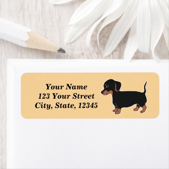 Black Brown Dachshund Cream Return Address Labels (Insitu)