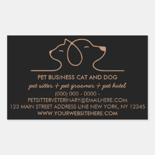 Black Brown Dog Cat Logo Vet Pet Rectangular Sticker