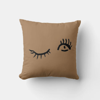 Black & Brown Eye Wink Printed Throw Pillow