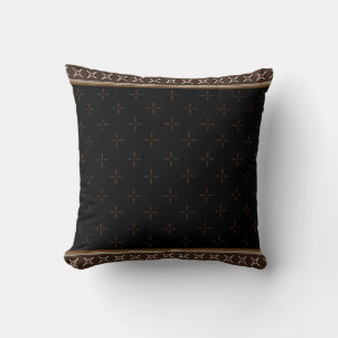 Black Brown Floral Geometric Luxury Cushion