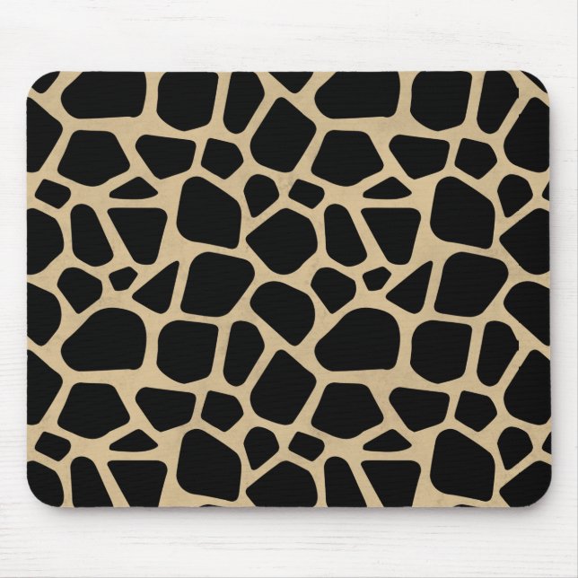 Black Brown Giraffe Print Mouse Mat (Front)