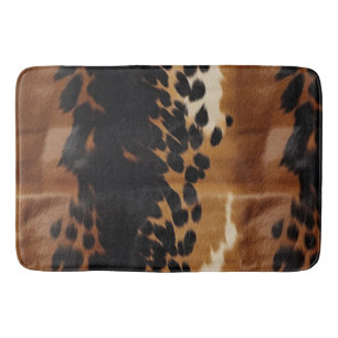 Black Brown Gold Cowhide  Bath Mat