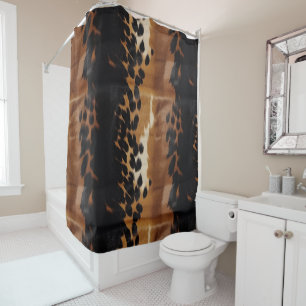 Black Brown Gold Cowhide Shower Curtain