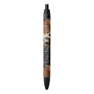 Black Brown Gold Cowhide Southwest  Black Ink Pen