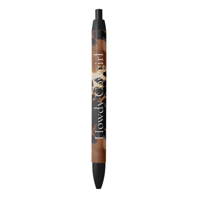 Black Brown Gold Cowhide Southwest  Black Ink Pen (Front Vertical)