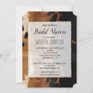 Black Brown Gold Cowhide Southwest Invitation