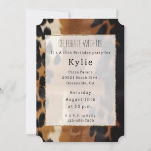 Black Brown Gold Cowhide Southwest Invitation