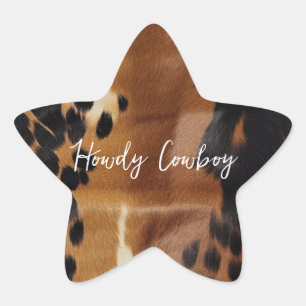 Black Brown Gold Cowhide  Star Sticker