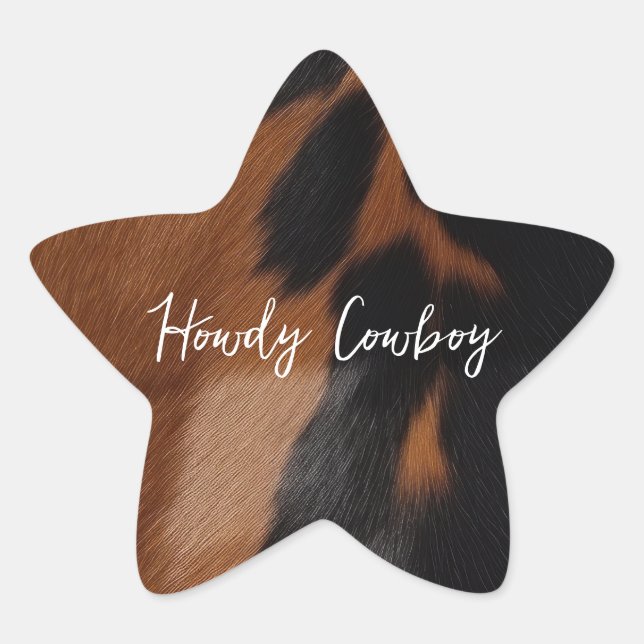 Black Brown Gold Cowhide  Star Sticker (Front)