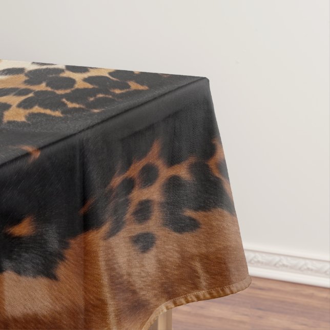 Black Brown Gold Cowhide  Tablecloth (In Situ)