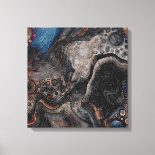 Black, Brown, Grey and Blue Abstract Modern Canvas Print (Front)