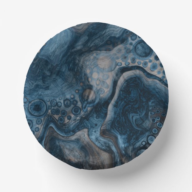 Black, Brown, Grey and Blue Abstract Modern  Paper Plate (Front)