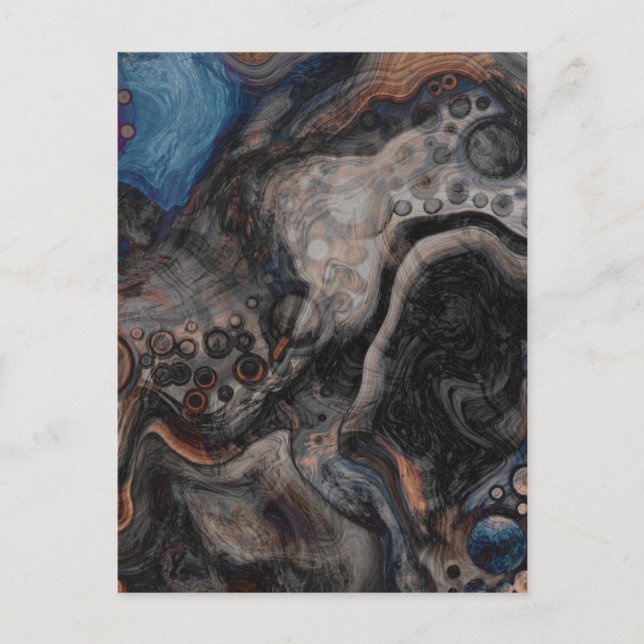 Black, Brown, Grey and Blue Abstract Modern  Postcard (Front)