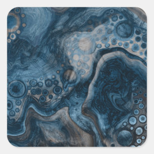Black, Brown, Grey and Blue Abstract Modern Square Sticker