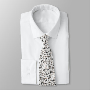 Black Brown & Grey Watercolor Leaves Elegant Tie