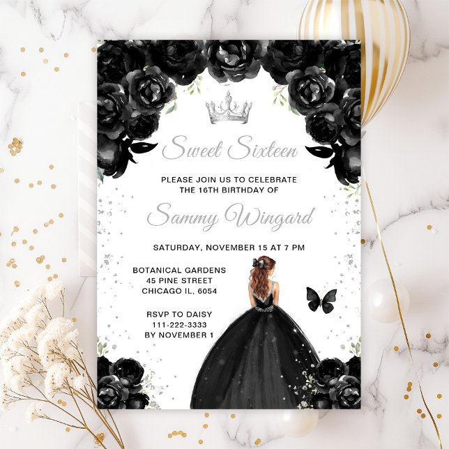 Black Brown Hair Princess Sweet Sixteen Invitation (Creator Uploaded)