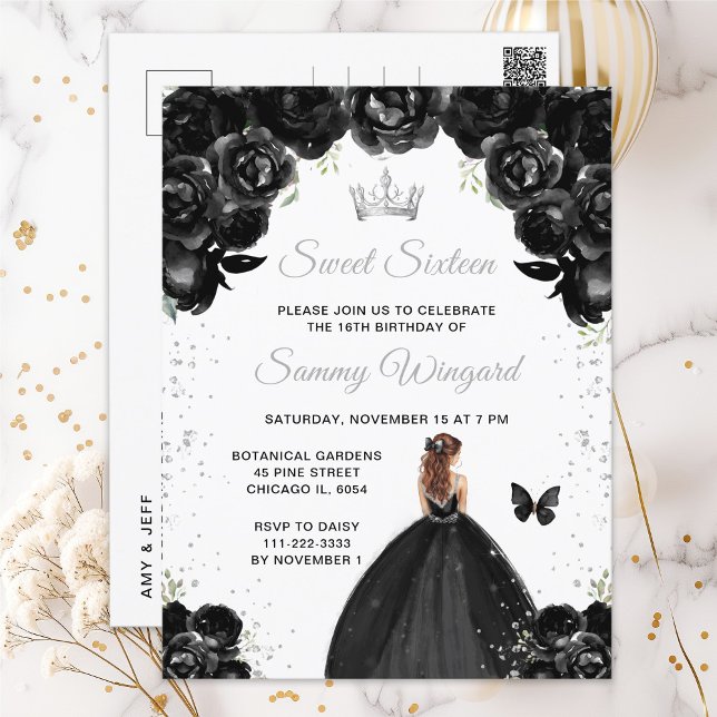 Black Brown Hair Princess Sweet Sixteen Postcard (Creator Uploaded)