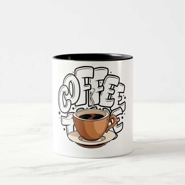 black brown illustration coffee mug (Center)