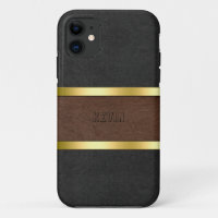 Black & Brown Leather Gold Accents