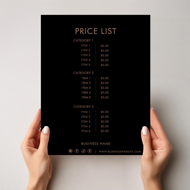 Black Brown Minimalist Formal Simple Price List (Creator Uploaded)