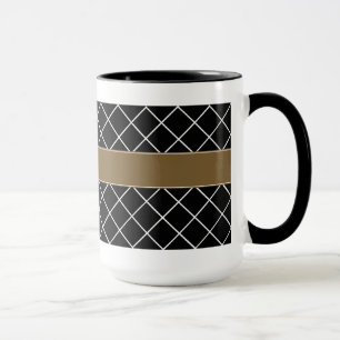 Black Brown Monogrammed Mens Mug