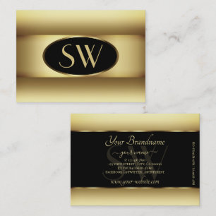 Black Brown Ombre Monogram Dark Gold Decor Frame Business Card