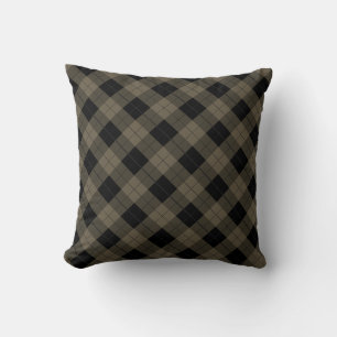 Black & Brown Plaid Checked Cushion