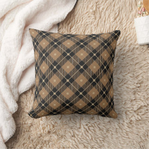 Black Brown Plaid Pattern Cushion