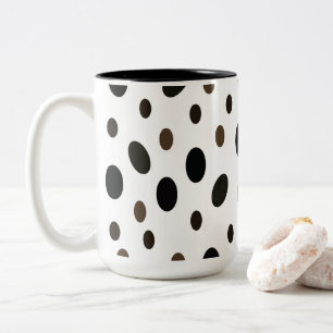 Black Brown Polka Dot Two-Tone Coffee Mug