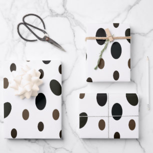Black Brown Polka Dot Wrapping Paper Sheet
