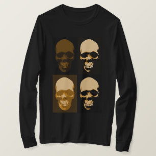 Black Brown Pop Art Retro Stylish Skull T-Shirt