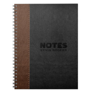 Black & Brown Stitched Leather Texture Notebook