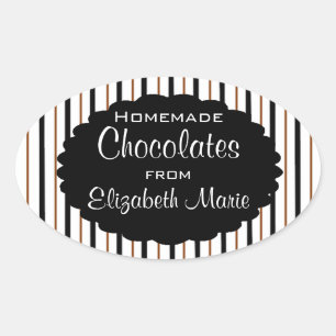 Black & Brown Stripes-Homemade Oval Sticker