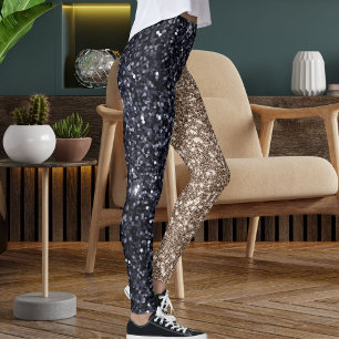 Black Brown Tan Glitter Texture Seamless Pattern  Leggings